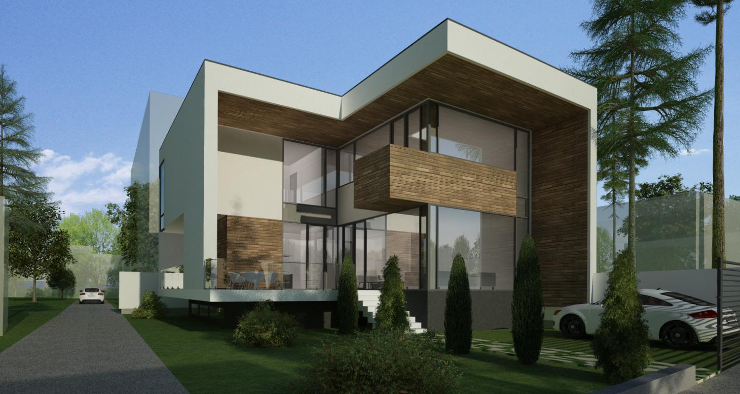 Locuinta Unifamiliala Moderna in Bucuresti, Sect 1 | Concept Design finalizat casa moderna demisol, parter si etaj cod NCB in Bucuresti, S1 | Proiect din portofoliul CUB Architecture