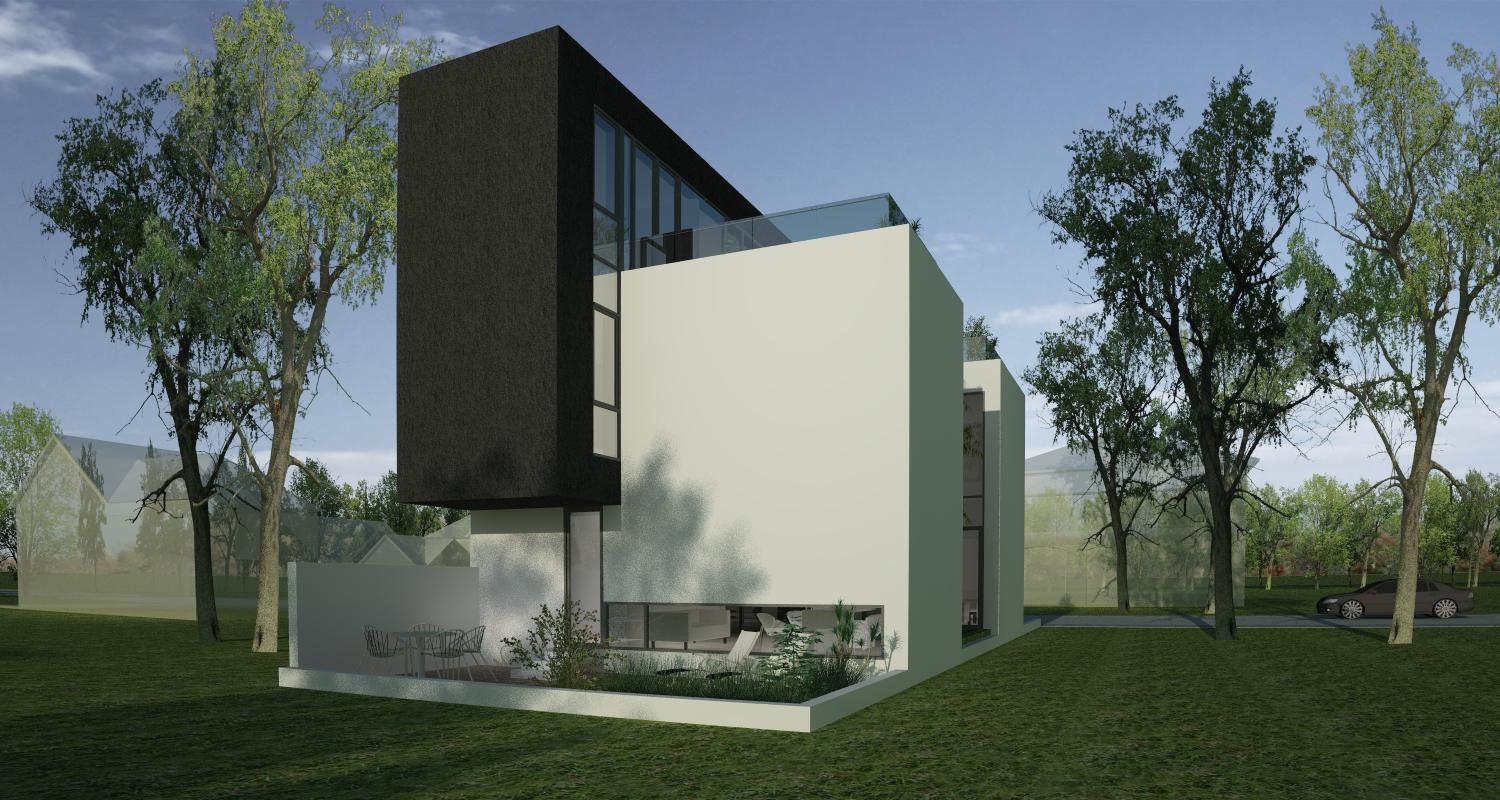 Proiect Casa Minimalista cu 2 etaje casa moderna pe teren ingust cod RMB in Bucuresti